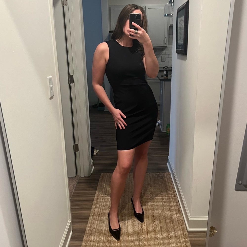Theory Sleeveless Fitted Scuba Dress In Black
